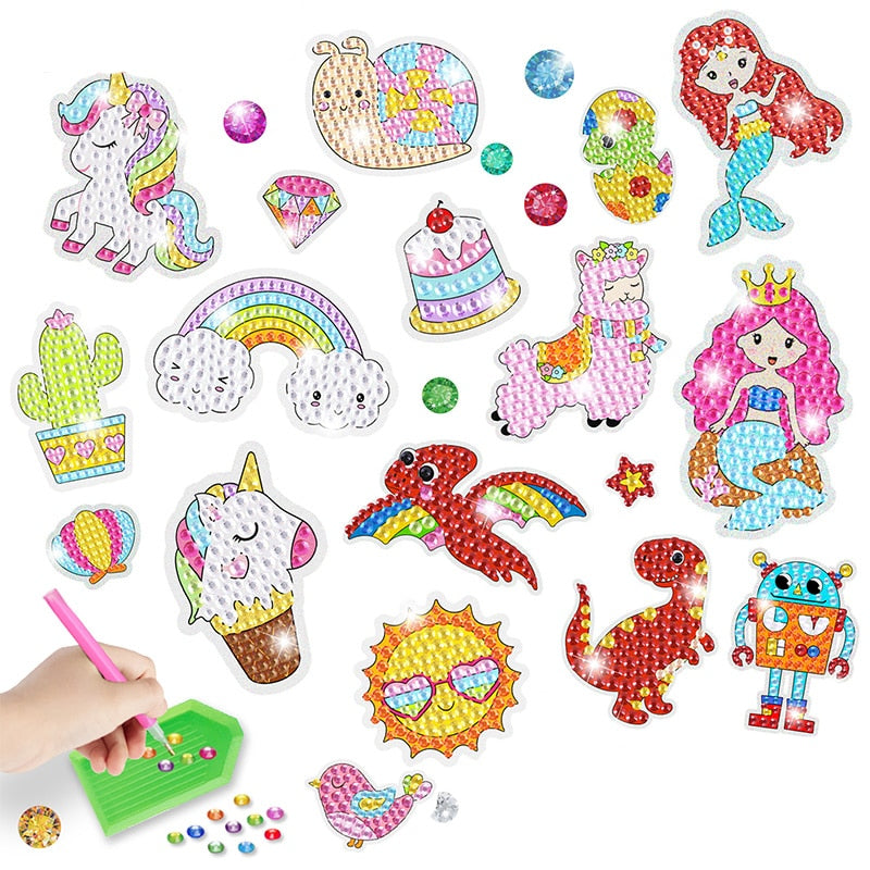 25pcs Diamond Drawing Kit For Kids Diamond Art Sticker Craft With